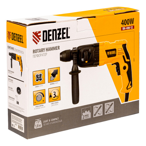 Перфоратор электрический RH-400-12, SDS-plus, 400 Вт, 1.2 Дж, 2 режима Denzel по ценам производителя в Уфе с доставкой по всей России