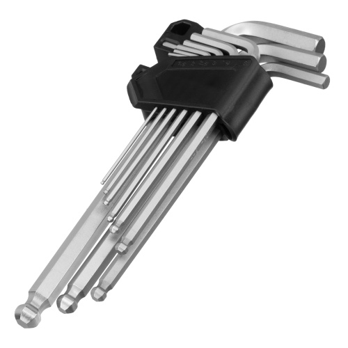 Набор ключей имбусовых, HEX, 1,5-10 мм, CrV, 9 шт., удлиненные, с шаром Сибртех по ценам производителя в Уфе с доставкой по всей России