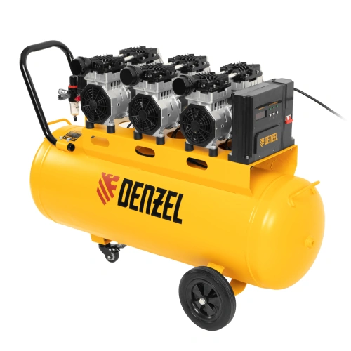 Компрессор безмасляный, малошумный  DLS 2250/100, 2250 Вт, 3x750, 100 л, 410 л/мин блок управления/ Denzel по ценам производителя в Уфе с доставкой по всей России