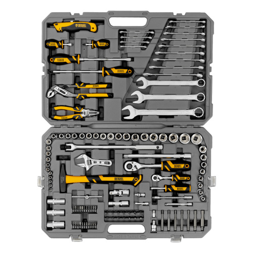 Набор инструментов, 1/2", 1/4", CrV, S2, пластиковый кейс, 122 предмета Denzel по ценам производителя в Уфе с доставкой по всей России