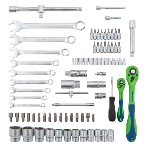 Набор инструментов 82 предмета, CrV, 1/2", 1/4" Сибртех по ценам производителя в Уфе с доставкой по всей России