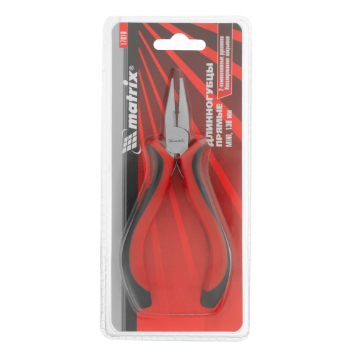 Длинногубцы прямые Mini, 130 мм, никелированные, авторазжим, двухкомпонентные рукоятки Matrix по ценам производителя в Уфе с доставкой по всей России