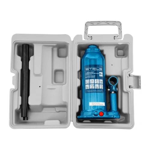 Домкрат гидравлический бутылочный, 5 т, h подъема 207-404 мм, в пластиковом кейсе Stels по ценам производителя в Уфе с доставкой по всей России