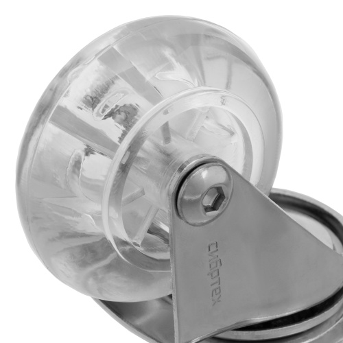 Колесо ПУ прозрачное поворотное d-50 мм, крепление платформенное Сибртех по ценам производителя в Уфе с доставкой по всей России