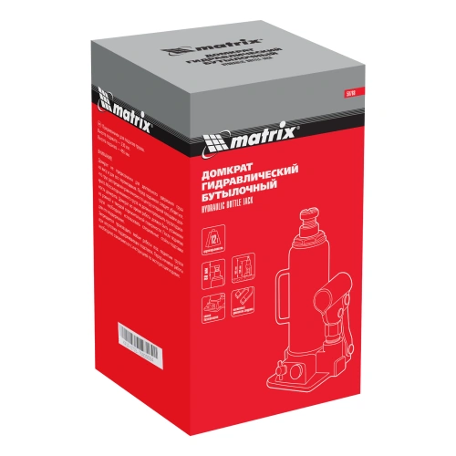 Домкрат гидравлический бутылочный, 12 т, h подъема 230-465 мм Matrix купить в Москве с доставкой по всей России | ProtosMarket.ru