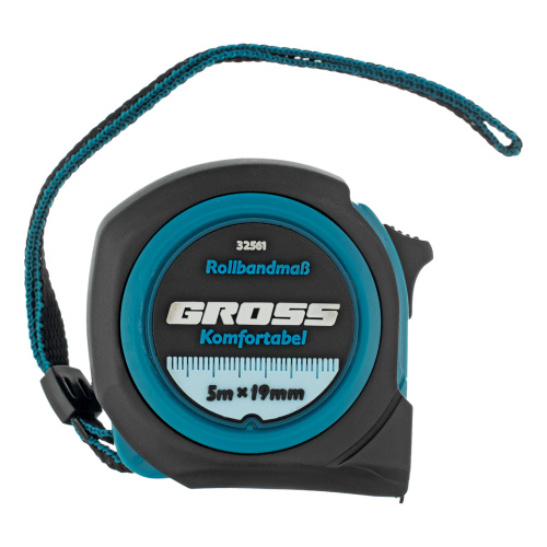 Рулетка Komfortabel 5 м х 19 мм,обрезиненный корпус Gross по ценам производителя в Уфе с доставкой по всей России