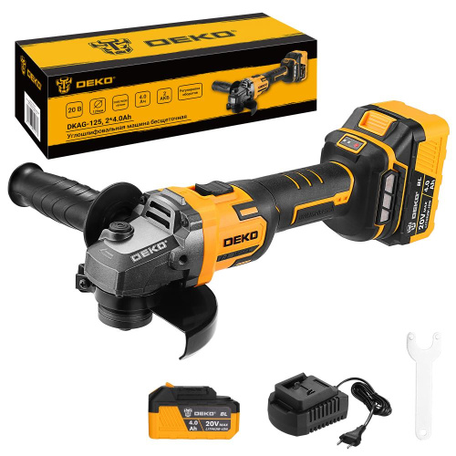 Углошлифовальная машина бесщеточная DEKO DKAG-125, 20В, 2*4.0Ач по ценам производителя в Уфе с доставкой по всей России