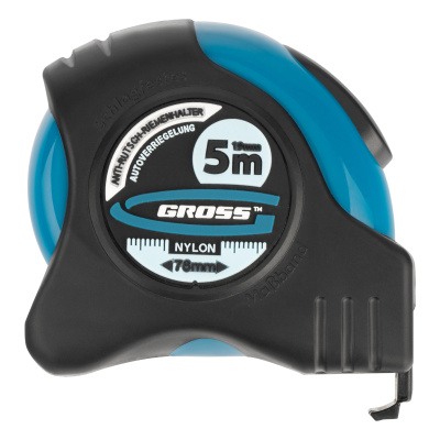 Рулетка "Schlagfest",5 м x 19 мм,магнитный обрезиненный зацеп,двусторонняя шкала,Нейлоновое покрытие,автоматическая фиксация Gross купить в Москве с доставкой по всей России | ProtosMarket.ru