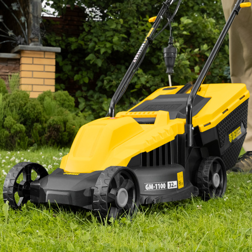 Газонокосилка электрическая GM-1100, 1100 Вт, шир. 32 см, 3 уров., травосб. 30 л Denzel по ценам производителя в Уфе с доставкой по всей России