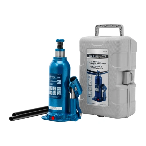 Домкрат гидравлический бутылочный, 5 т, h подъема 207-404 мм, в пластиковом кейсе Stels по ценам производителя в Уфе с доставкой по всей России