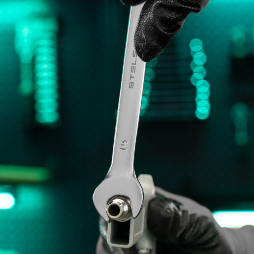 Ключ комбинированный, 14 мм, CrV, матовый хром Stels по ценам производителя в Уфе с доставкой по всей России