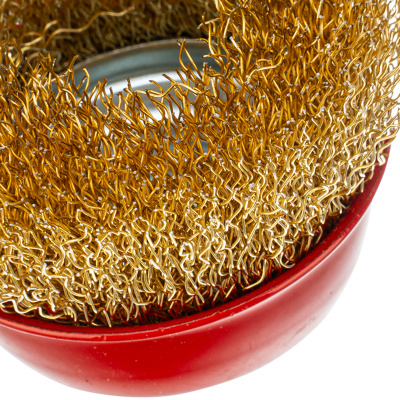 Щетка для УШМ, 65 мм, М14, "чашка", латунированная витая проволока Matrix по ценам производителя в Уфе с доставкой по всей России