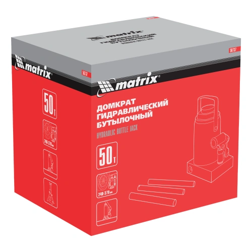 Домкрат гидравлический бутылочный, 50 т, высота подъема 240-370 мм Matrix по ценам производителя в Уфе с доставкой по всей России