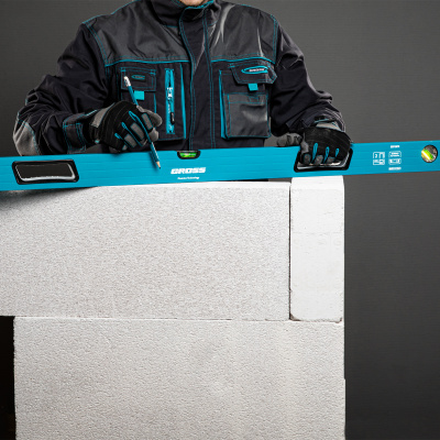 Уровень алюминиевый, 1500 мм, усиленный с ударопрочными заглушками, рукоятки, 3 глазка Gross по ценам производителя в Уфе с доставкой по всей России