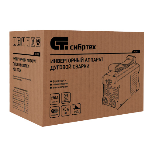 Инверторный аппарат дуговой сварки ИДС-170K, 170 А, ПВ 80%, диаметр электрода 1,6-3,2 мм Сибртех по ценам производителя в Уфе с доставкой по всей России