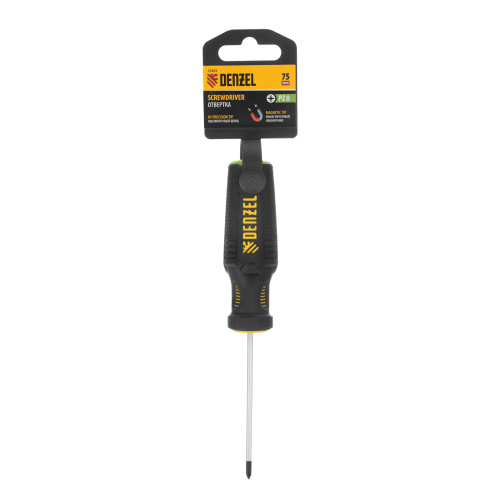 Отвертка PZ0x75 мм, CrV, трехкомпонентная рукоятка Denzel по ценам производителя в Уфе с доставкой по всей России