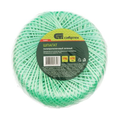 Шпагат полипропиленовый зеленый, 1.4 мм, L 500, Сибртех по ценам производителя в Уфе с доставкой по всей России
