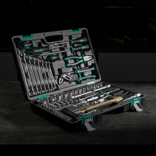 Набор инструментов, 1/2", 1/4", CrV, пластиковый кейс 76 предметов Stels по ценам производителя в Уфе с доставкой по всей России