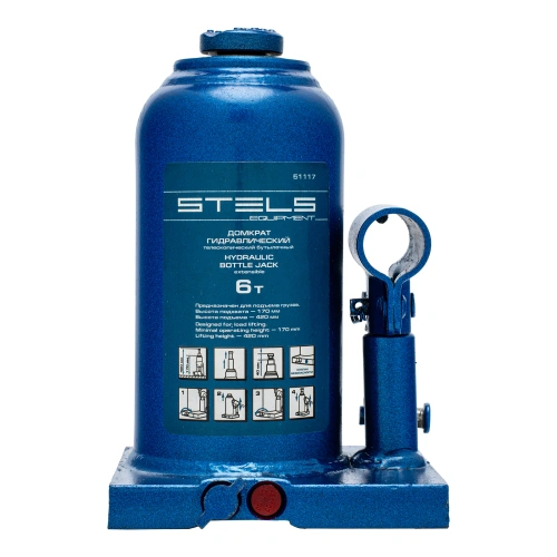 Домкрат гидравлический бутылочный телескопический, 6 т, H подъема 170-420 мм Stels по ценам производителя в Уфе с доставкой по всей России