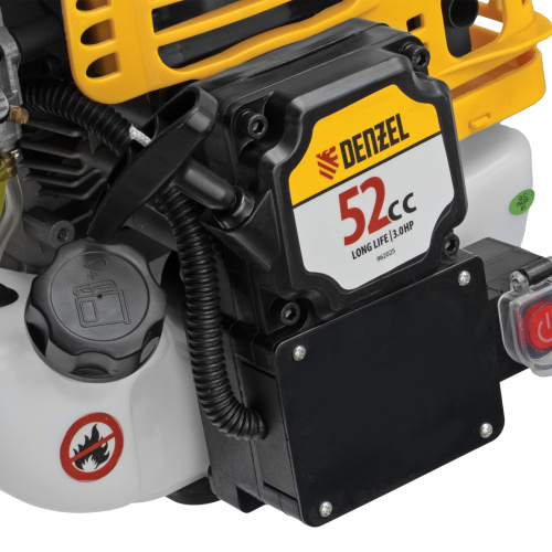 Триммер бензиновый DT-52E, 52 см3, неразъемная штанга, электростартер, состоит из 2 частей Denzel по ценам производителя в Уфе с доставкой по всей России
