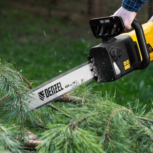 Пила цепная электрическая EDS-2000, 2 кВт,продольная, шина 40 см, шаг 3/8, паз 1.3 мм, 56 звеньев Denzel по ценам производителя в Уфе с доставкой по всей России