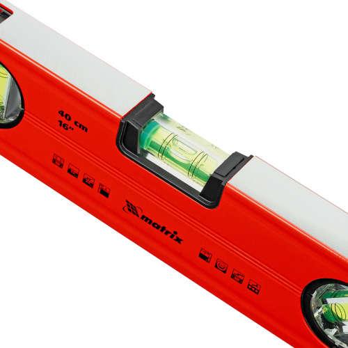 Уровень алюминиевый магнитный, 400 мм, фрезерованный, 3 глазка (1 зеркальный) усиленный Matrix по ценам производителя в Уфе с доставкой по всей России