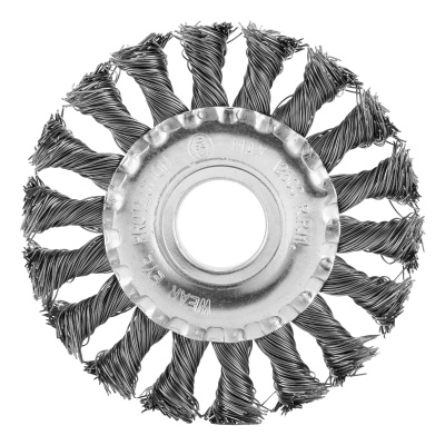 Щетка для УШМ, 100 мм, посадка 22.2 мм, плоская, крученая проволока 0.5 мм Сибртех по ценам производителя в Уфе с доставкой по всей России