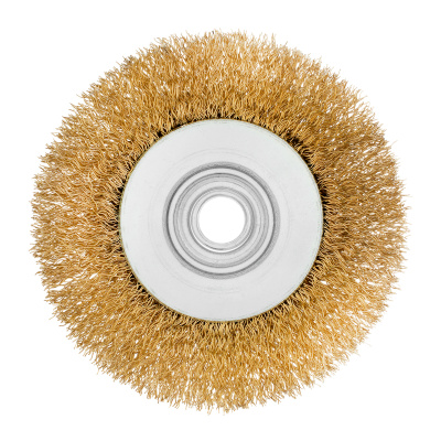 Щетка для УШМ, 100 мм, М14, "тарелка", латунированная витая проволока Matrix по ценам производителя в Уфе с доставкой по всей России