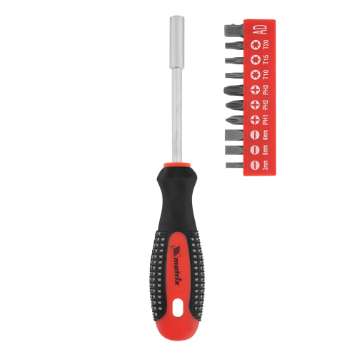 Отвертка с набором бит, 11 шт, Fusion, CrV, трехкомпонентная рукоятка "Anti slip" Matrix по ценам производителя в Уфе с доставкой по всей России