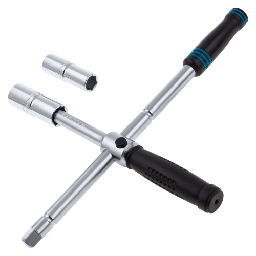 Ключ-крест баллонный, складной с изменяющимся рычагом, 17 мм, 19 мм, 21 мм, 23 мм, CrV, хромированный Gross по ценам производителя в Уфе с доставкой по всей России