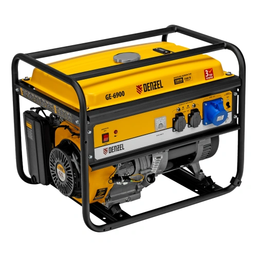 Генератор бензиновый GE 6900, 5.5 кВт, 220 В/50 Гц, 25 л, ручной старт Denzel по ценам производителя в Уфе с доставкой по всей России