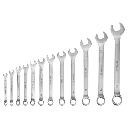 Набор ключей комбинированных 6-22 мм, 12 шт, CrV, матовый хром Stels по ценам производителя в Уфе с доставкой по всей России