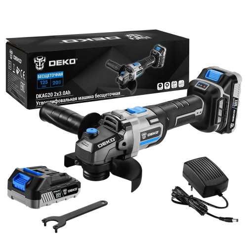 Углошлифовальная машина бесщеточная DEKO DKAG20, 20В, 2*3.0Ач по ценам производителя в Уфе с доставкой по всей России