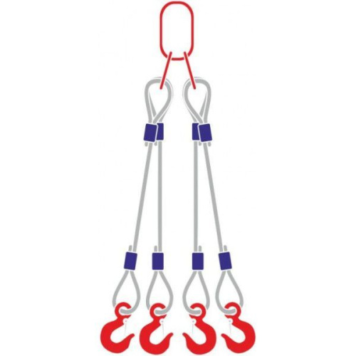 Строп канатный 4СК, с 4 крюками 20Т x 2М по ценам производителя в Уфе с доставкой по всей России