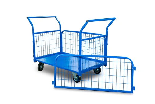 Тележка платформенная TOR ТП-3С (700х1200) с бортами из сетки и двумя ручками (колеса 160 мм) по ценам производителя в Уфе с доставкой по всей России