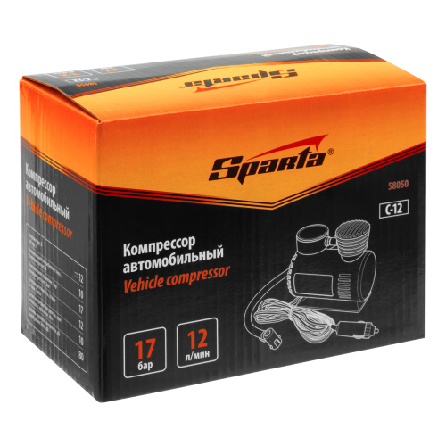 Компрессор автомобильный С-12, 12 В, 17 атм, 12 л/мин Sparta по ценам производителя в Уфе с доставкой по всей России