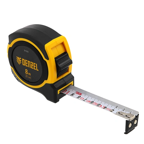 Рулетка 8м х 25мм, двухкомп. корпус, магнитный обрезиненный зацеп Denzel по ценам производителя в Уфе с доставкой по всей России