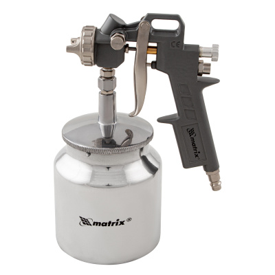 Краскораспылитель пневматический с нижним бачком V 0.75 л, сопло D 1.2, 1.5 и 1.8 мм Matrix по ценам производителя в Уфе с доставкой по всей России