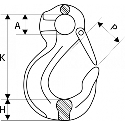 Крюк с проушиной и защелкой 3,15 т, размер 10 - 8 по ценам производителя в Уфе с доставкой по всей России