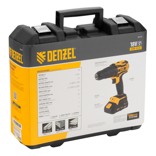 Дрель-шуруповерт аккумуляторная ударная бесщет CIDB-18-02, Li-Ion, 18 В Denzel по ценам производителя в Уфе с доставкой по всей России