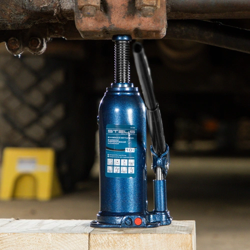 Домкрат гидравлический бутылочный, 10 т, h подъема 222-447 мм Stels по ценам производителя в Уфе с доставкой по всей России