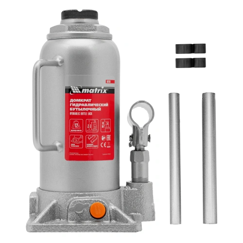 Домкрат гидравлический бутылочный, 12 т, h подъема 230-465 мм Matrix купить в Москве с доставкой по всей России | ProtosMarket.ru