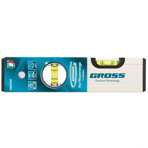 Уровень алюминиевый, 200 мм, фрезерованный, 2 глазка, магнитный Gross по ценам производителя в Уфе с доставкой по всей России