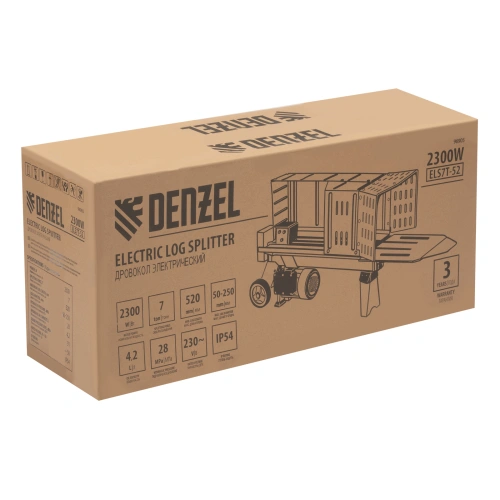 Дровокол электрический ELS7T-52, 2300 Вт, сила раскола 7т, макс. размеры полена D250 x 520 мм Denzel по ценам производителя в Уфе с доставкой по всей России