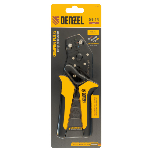 Клещи для обжима изолир. наконечников НКИ и НВИ, разъемов РПИ, гильз ГСИ, 0,5 - 2,5 мм2 Denzel по ценам производителя в Уфе с доставкой по всей России