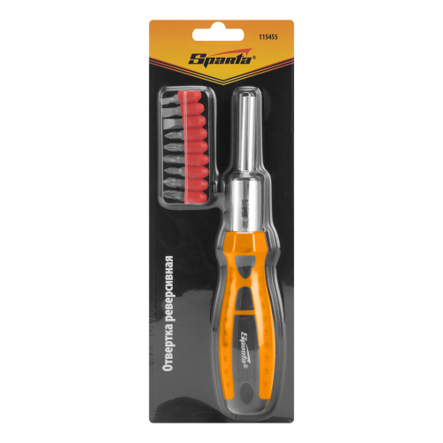 Отвертка реверсивная, набор бит, 10 шт, CrV Sparta по ценам производителя в Уфе с доставкой по всей России