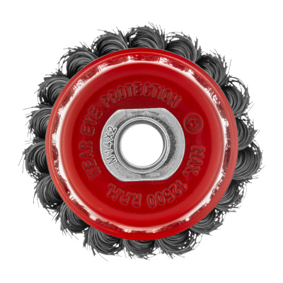 Щетка для УШМ, 75 мм, М14, "чашка", крученая проволока 0.35 мм Matrix по ценам производителя в Уфе с доставкой по всей России