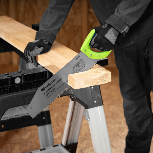 Ножовка по дереву "Зубец", 400 мм, шаг зуба 10 мм, каленый зуб 2D, двухкомпонентная рукоятка Сибртех по ценам производителя в Уфе с доставкой по всей России