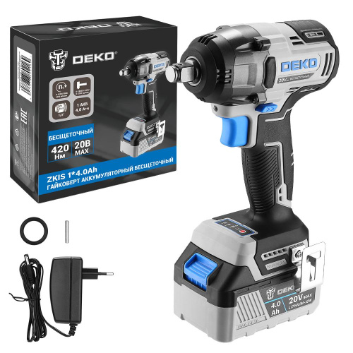 Гайковерт аккумуляторный бесщеточный DEKO ZKIS, 20В, 1*4.0Ач, 420 Нм по ценам производителя в Уфе с доставкой по всей России