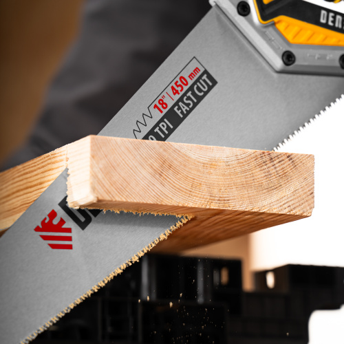 Ножовка по дереву, 450 мм, 9 TPI, зуб 3D, металлопластиковая рукоятка Denzel по ценам производителя в Уфе с доставкой по всей России
